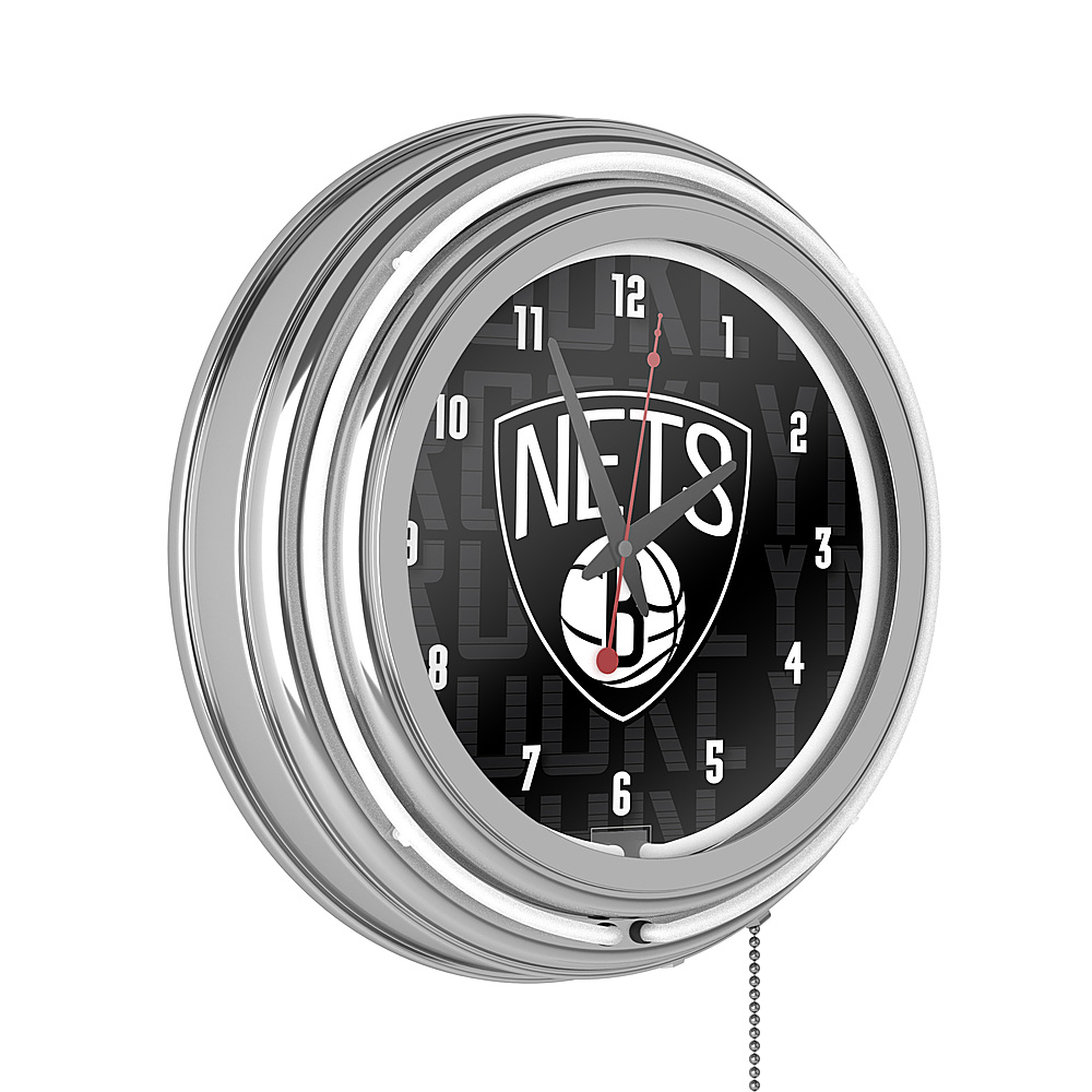 Brooklyn Nets NBA City Chrome Neon Clock - Black, White