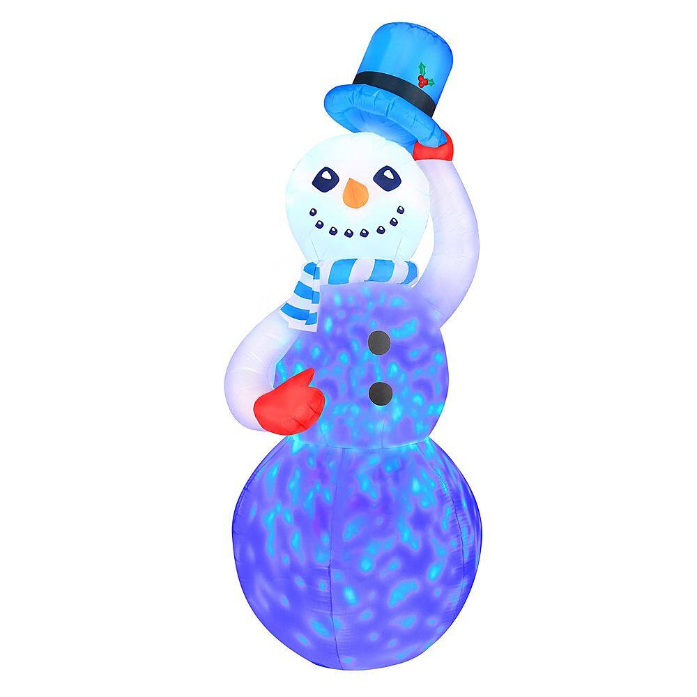 Angle View: Novelty Lights - 7’ Inflatable Swirling Lights Snowman with tipping Hat - White