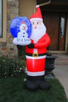 Novelty Lights - 7’ Inflatable Swirling Lights Santa with snow globe - Red - Front_Zoom
