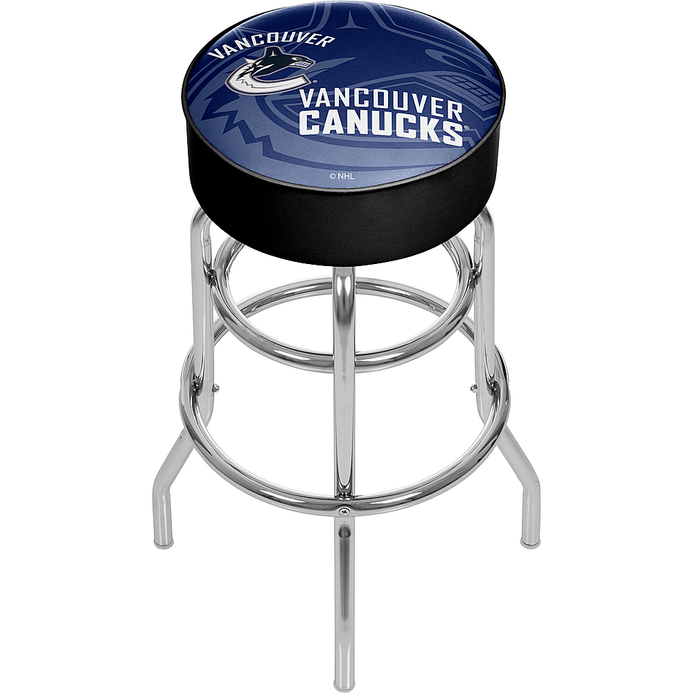 Vancouver Canucks NHL Watermark Padded Swivel Bar Stool - Deep Blue, White, Black
