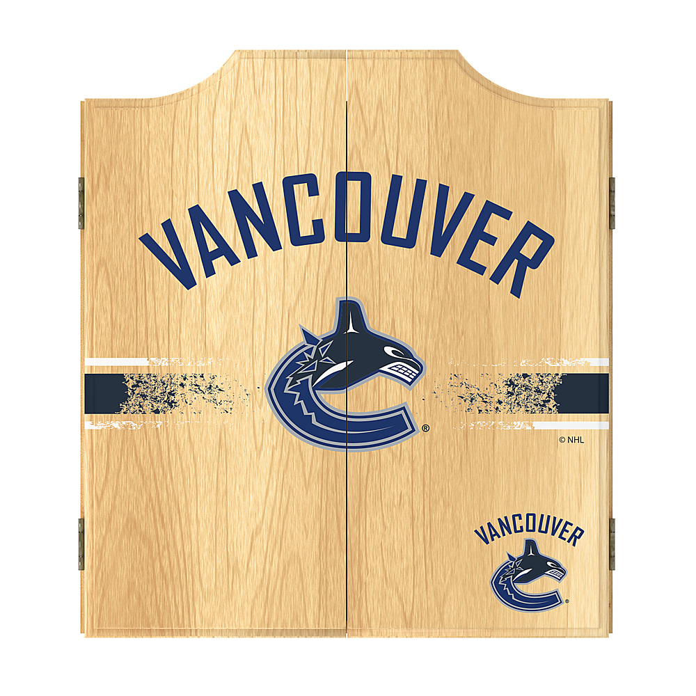 Vancouver Canucks NHL Dart Cabinet Set with Darts and Board - Deep Blue, White, Black