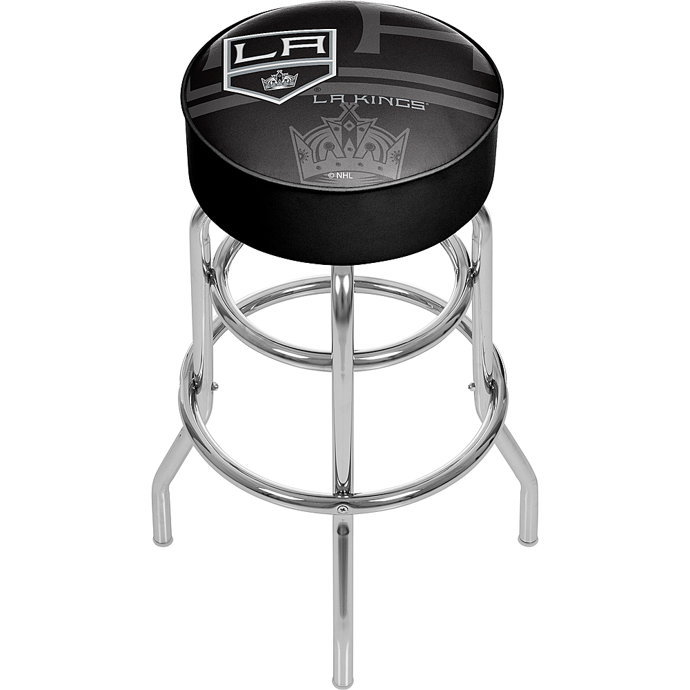 Los Angeles Kings NHL Watermark Padded Swivel Bar Stool - Silver, Black, White