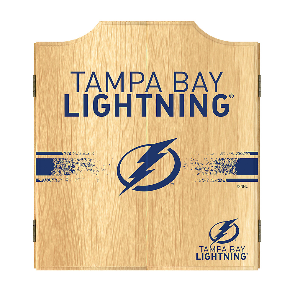 Tampa Bay Lightning NHL Dart Cabinet Set with Darts and Board - Blue, White, Black