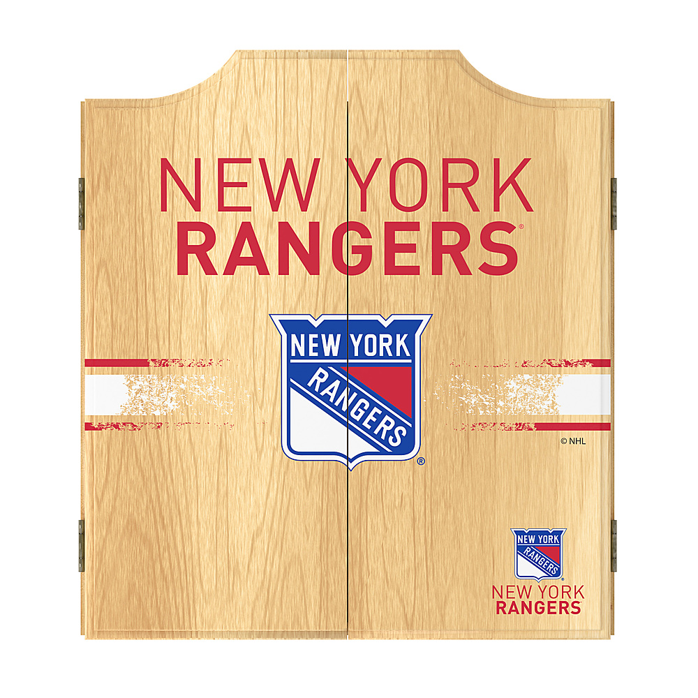 New York Rangers NHL Dart Cabinet Set with Darts and Board - Blue, Red, White