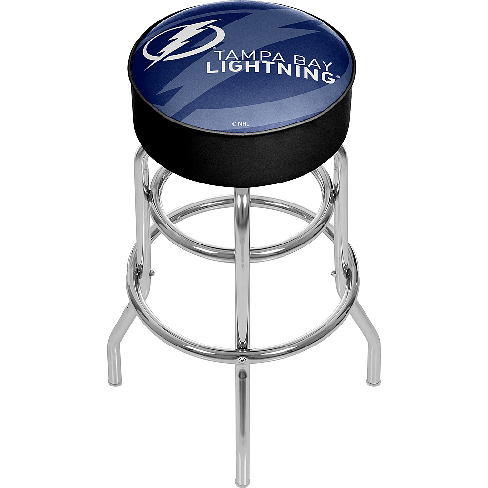 Tampa Bay Lightning NHL Watermark Padded Swivel Bar Stool - Blue, White, Silver