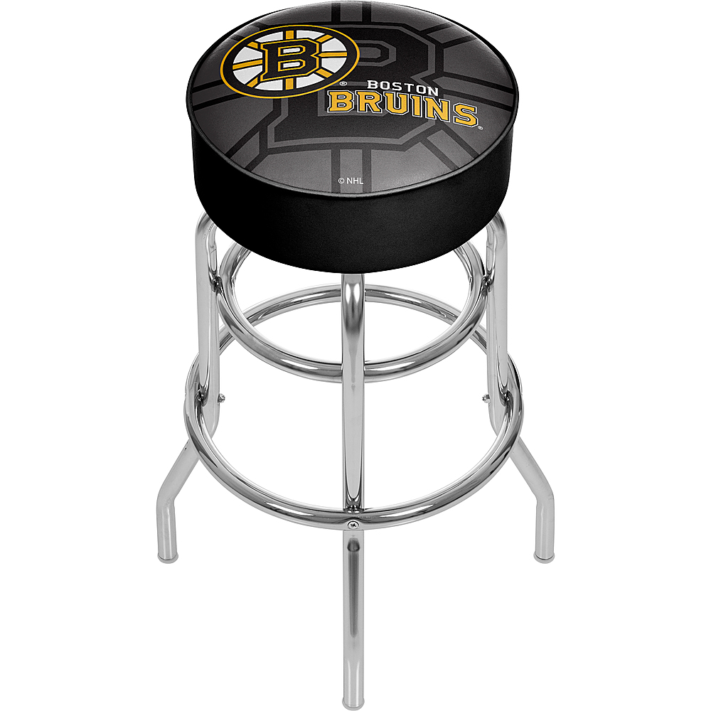 Boston Bruins NHL Watermark Padded Swivel Bar Stool - Black, Gold, White