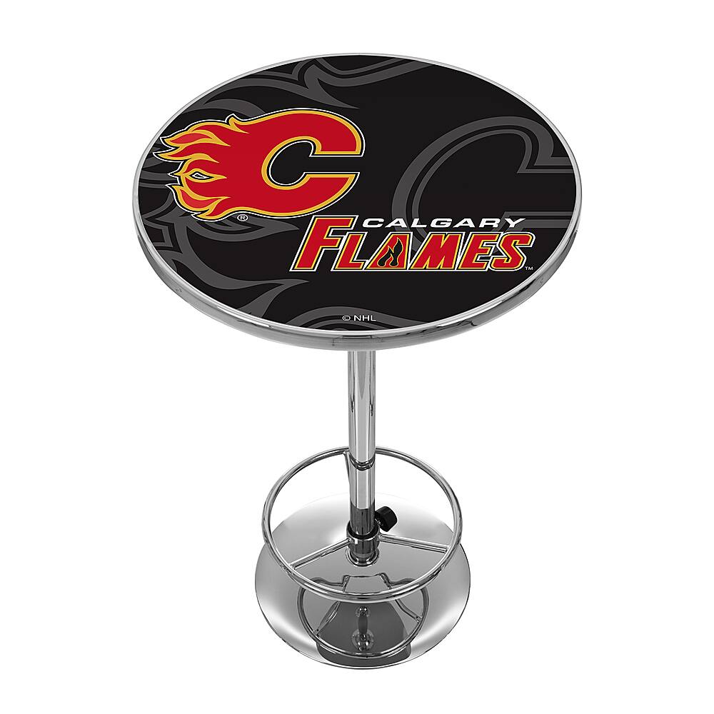 Calgary Flames NHL Watermark Chrome Pub Table - Red, Yellow, Black