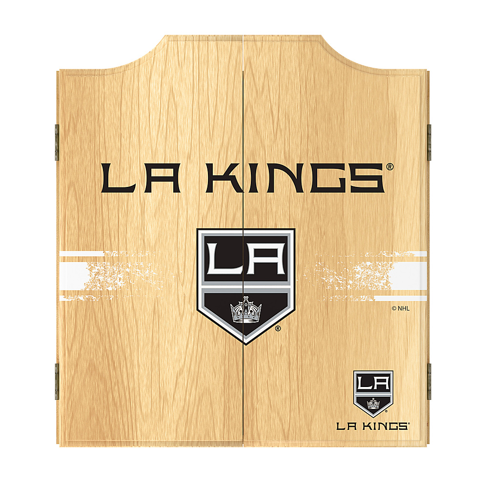 Los Angeles Kings NHL  Dart Cabinet Set with Darts and Board - Silver, Black, White