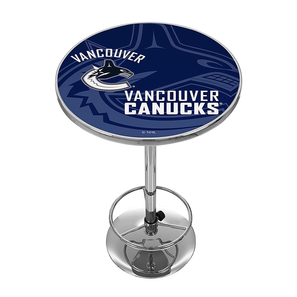 Vancouver Canucks NHL Watermark Chrome Pub Table - Deep Blue, White, Black