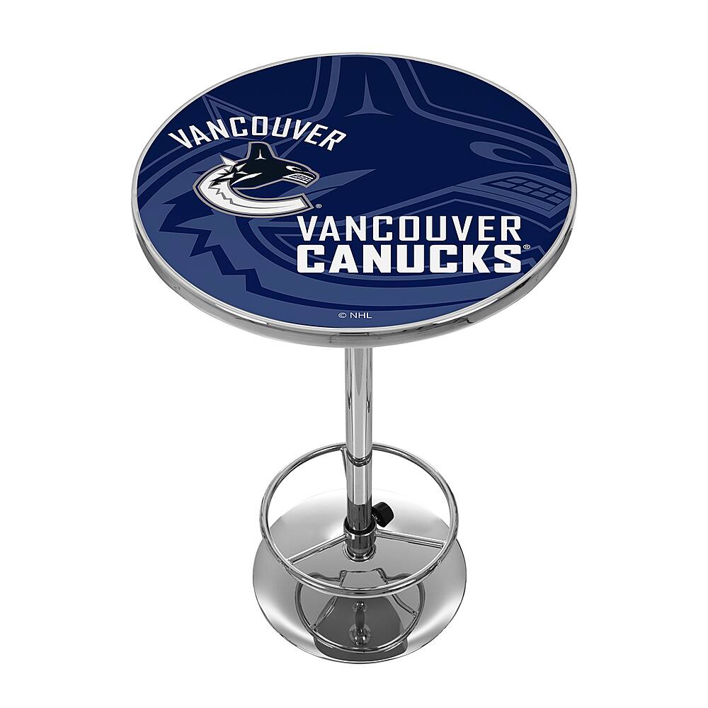 Alt View 11. NHL - Vancouver Canucks NHL Watermark Chrome Pub Table - Deep Blue, White, Black.
