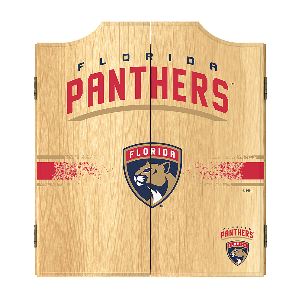 Florida Panthers NHL Dart Cabinet Set with Darts and Board - Red, Blue, Flat Gold, White