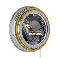 Pittsburgh Penguins NHL Watermark Chrome Double Ring Neon Clock - Black, Gold, White - Alt_View_Zoom_11