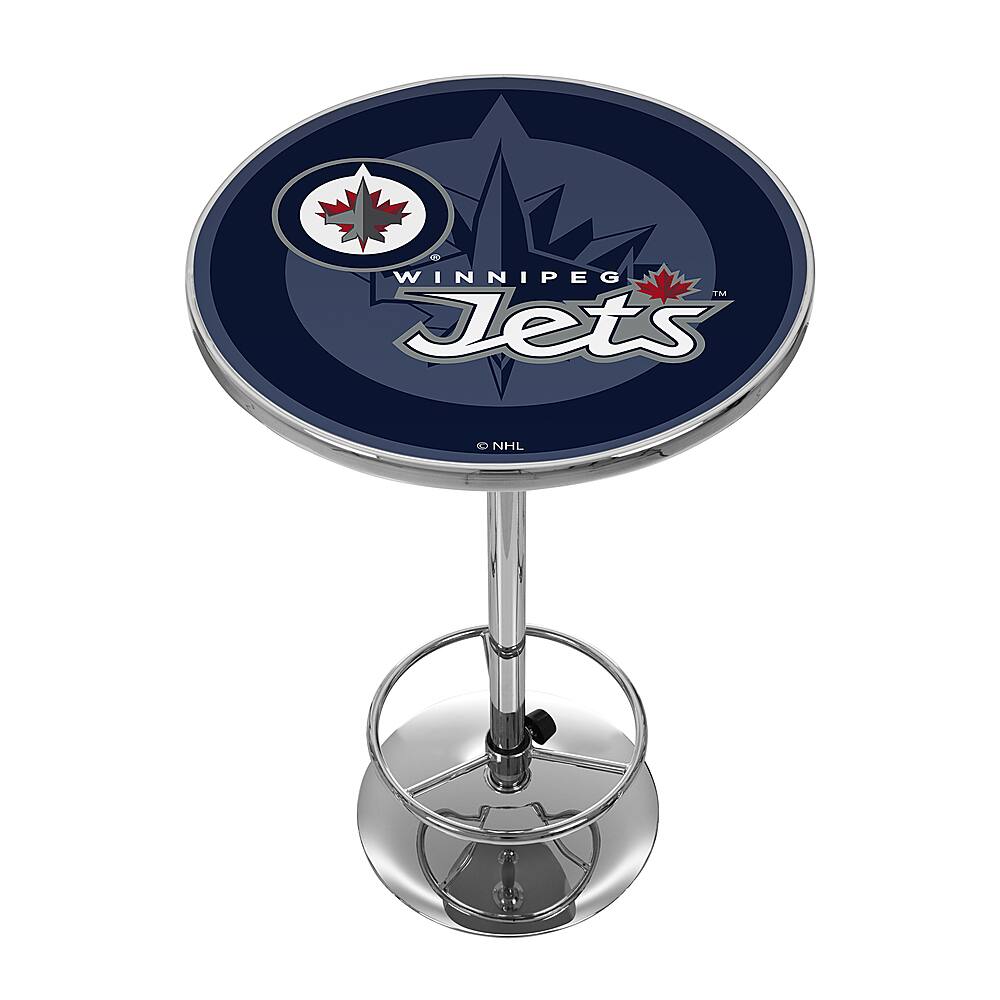 Winnipeg Jets NHL Watermark Chrome Pub Table - Polar Night Blue, Silver, Red, White