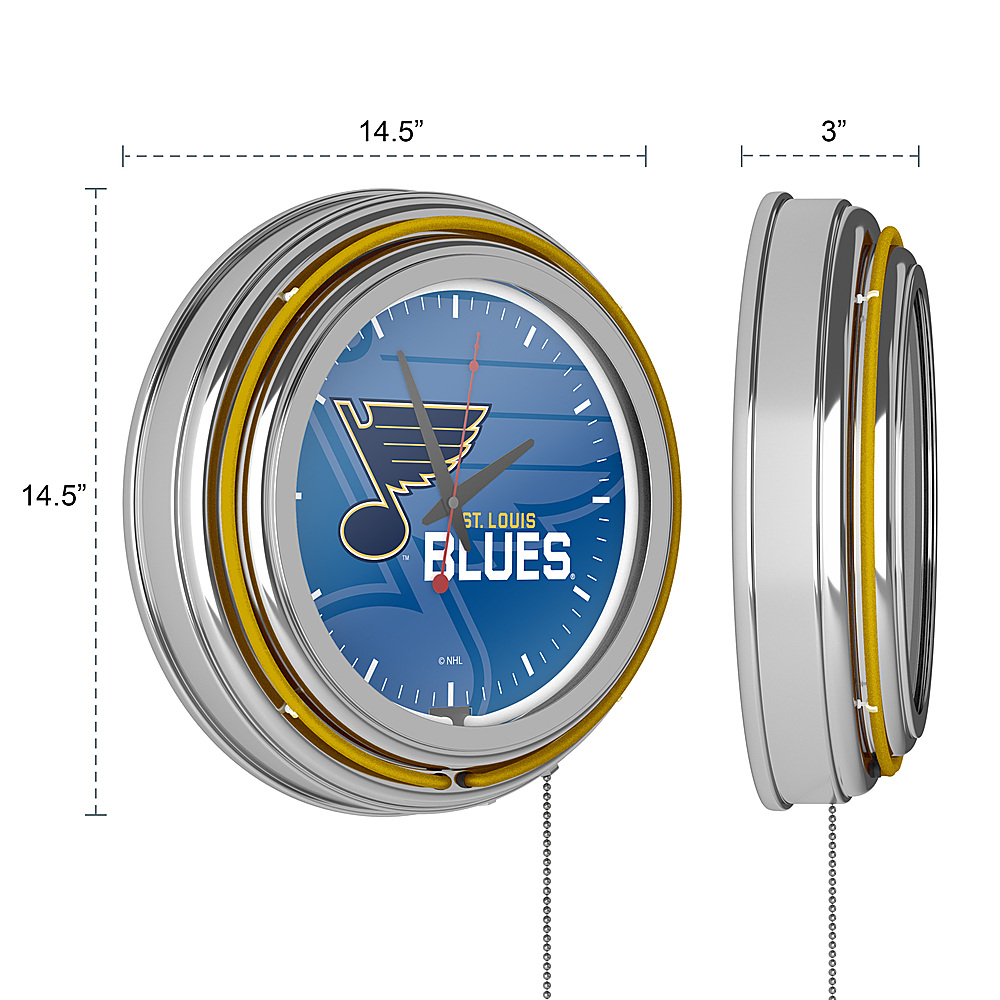 Best Buy: St. Louis Blues NHL Watermark Chrome Double Ring Neon Clock Blue,  Gold, White NHL1400-SLB-WM