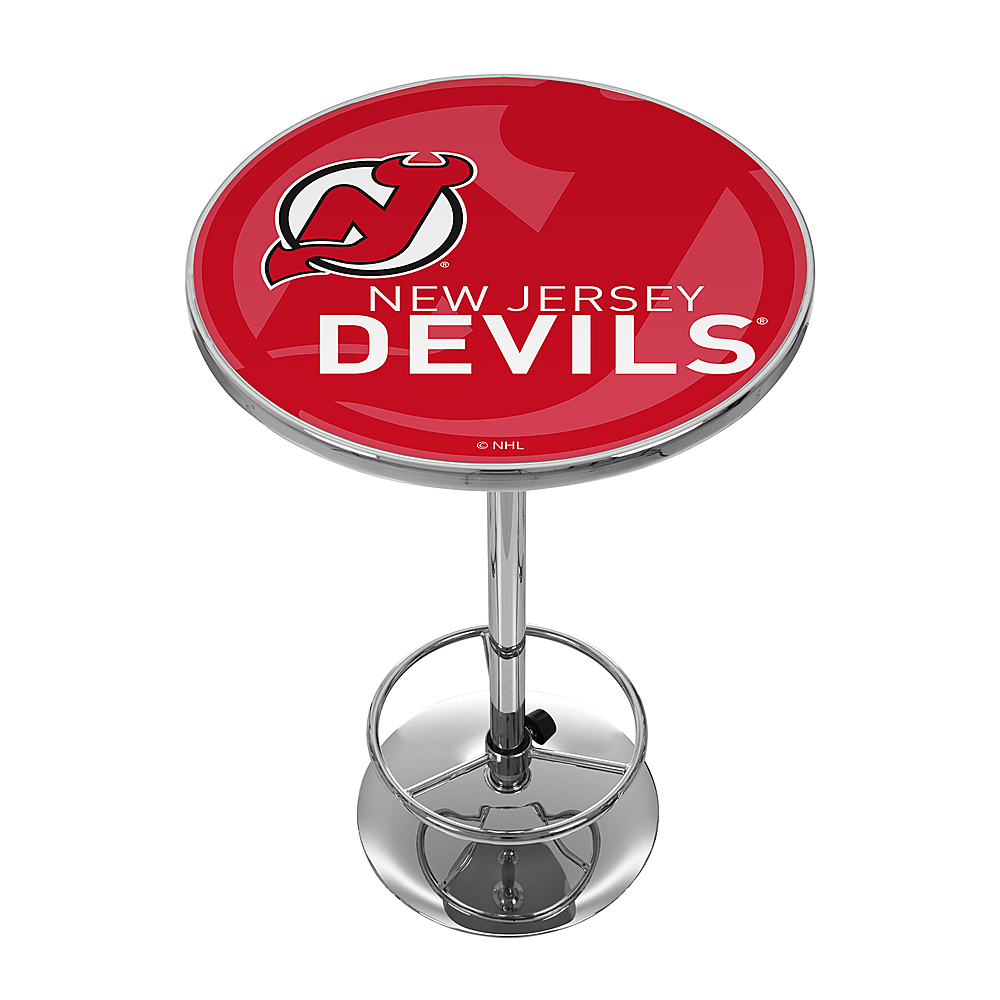 New Jersey Devils NHL Watermark Chrome Pub Table - Red, Black, White
