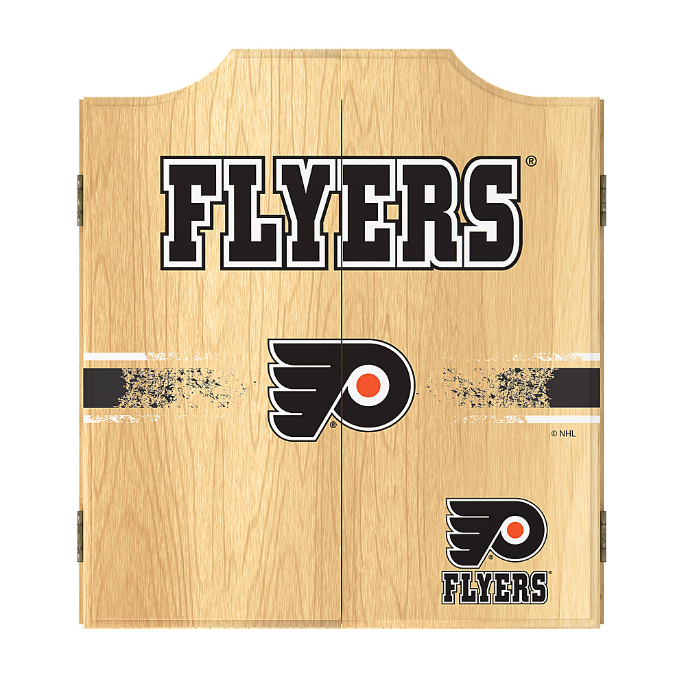 Philadelphia Flyers NHL Dart Cabinet Set with Darts and Board - Orange, Black, White