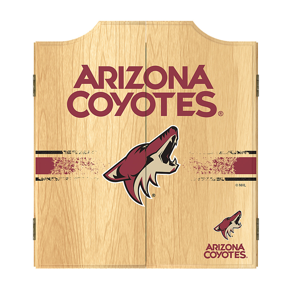 Arizona Coyotes NHL  Dart Cabinet Set with Darts and Board - Brick Red, Desert Sand