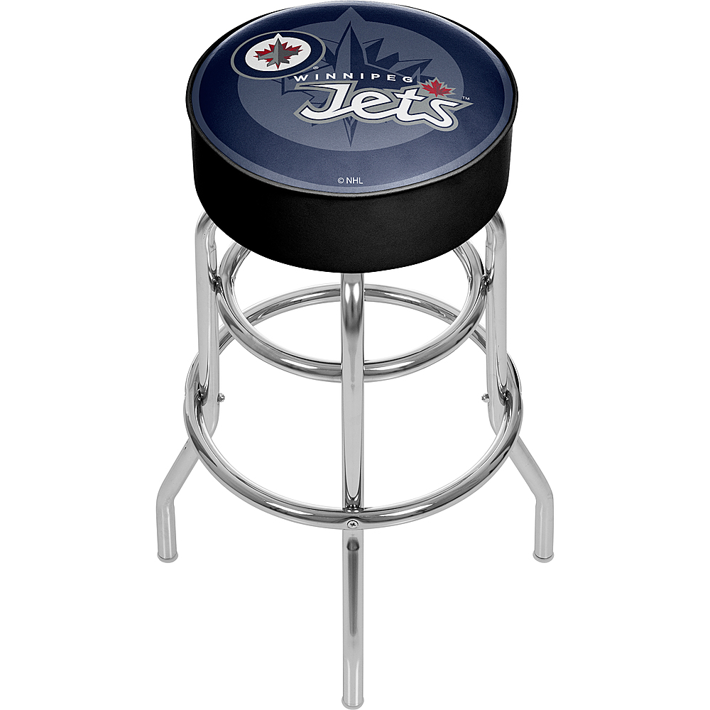Winnipeg Jets NHL Watermark Padded Swivel Bar Stool - Polar Night Blue, Silver, Red, White
