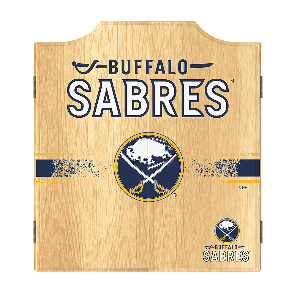 Buffalo Sabres NHL  Dart Cabinet Set with Darts and Board - Navy Blue, Gold, White