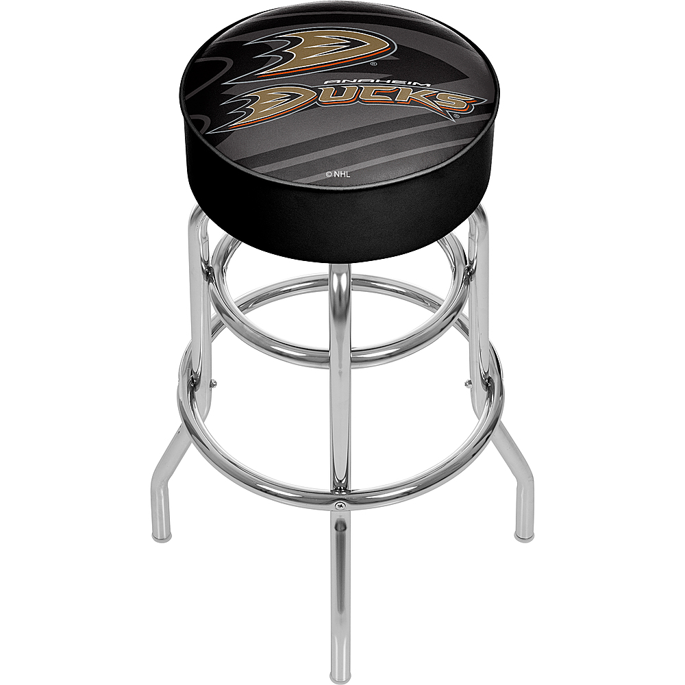 Anaheim Ducks NHL Watermark Padded Swivel Bar Stool - Black, Orange, Gold