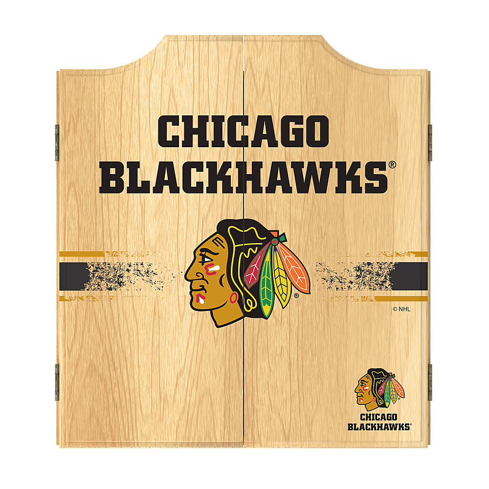 Chicago Blackhawks NHL  Dart Cabinet Set with Darts and Board - Red, Black, White