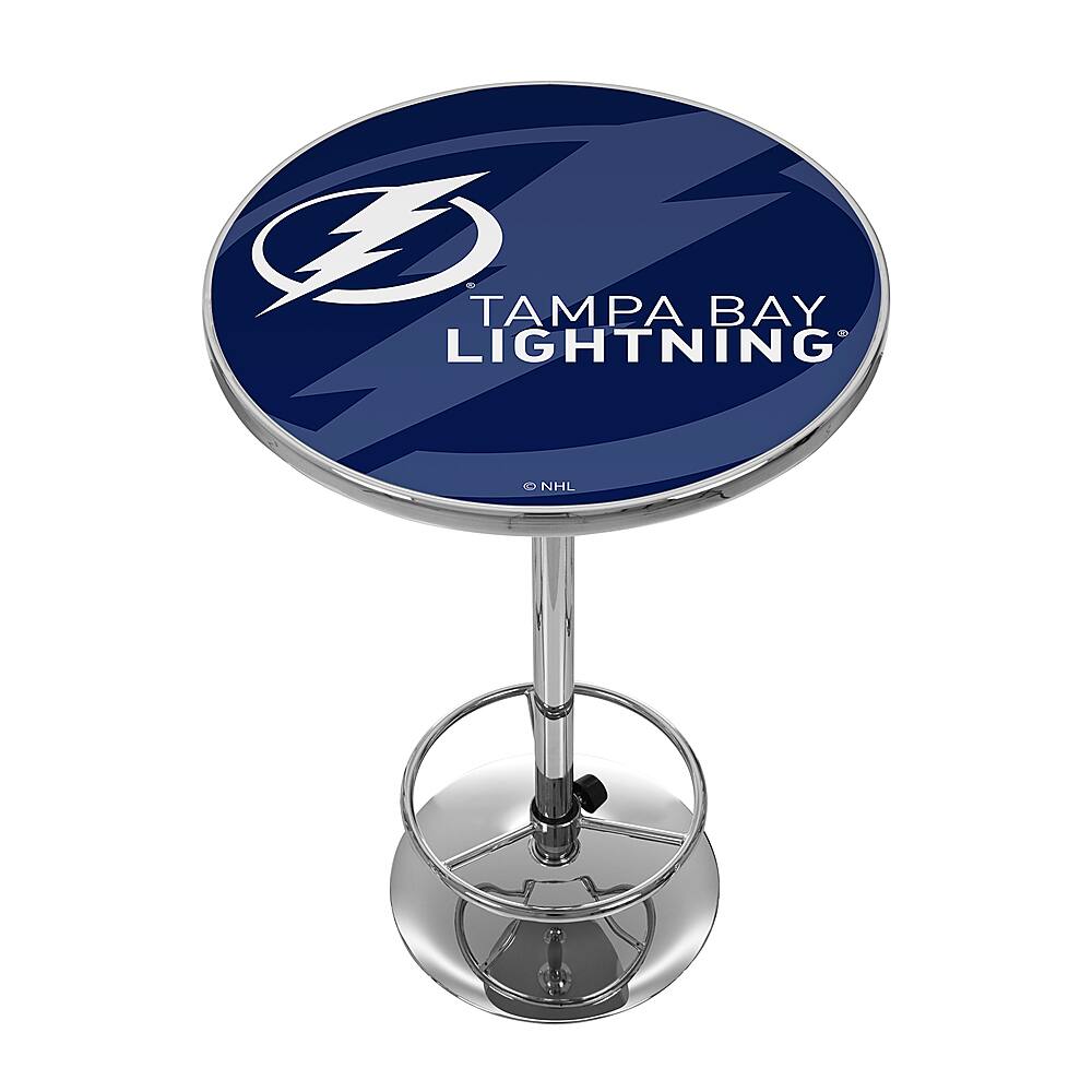 Alt View 11. NHL - Tampa Bay Lightning NHL Watermark Chrome Pub Table - Blue, White, Silver.