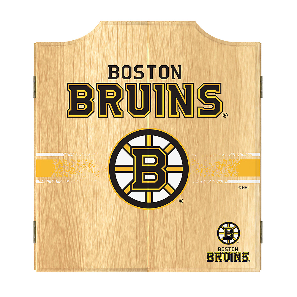 Boston Bruins NHL  Dart Cabinet Set with Darts and Board - Black, Gold, White