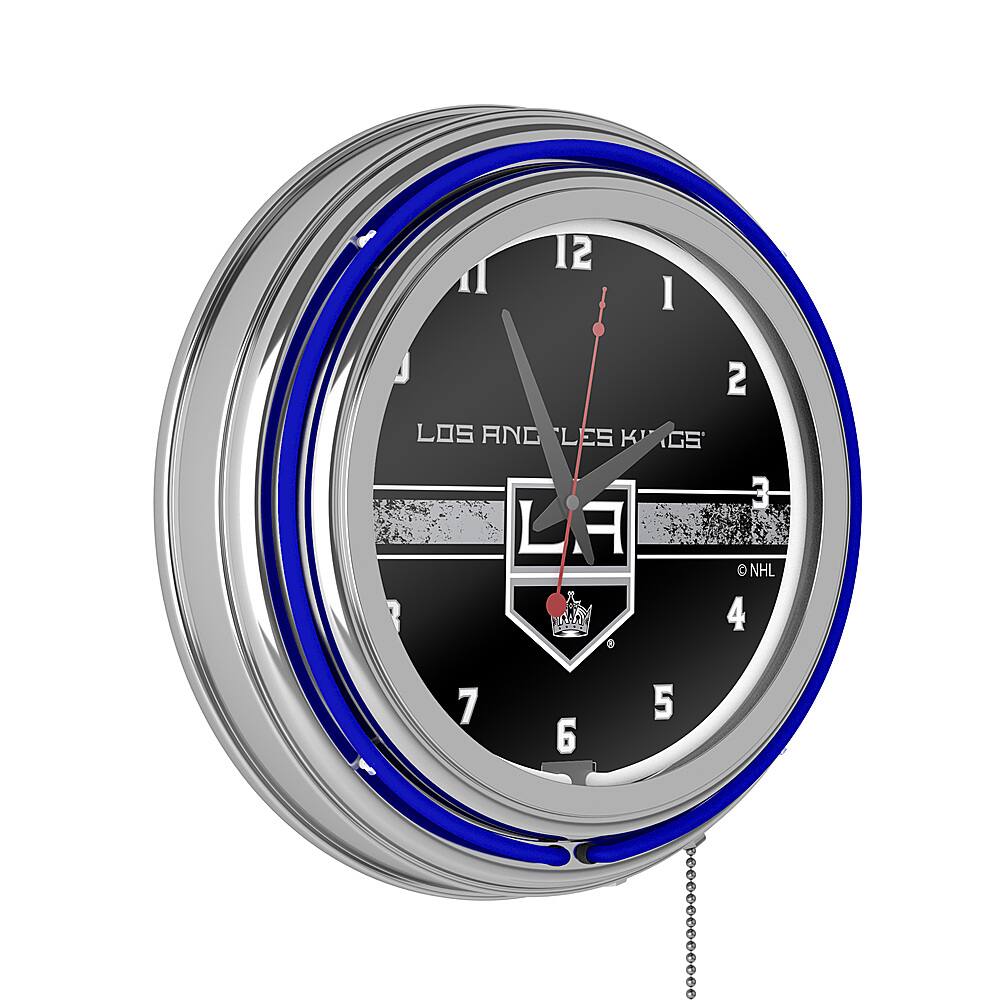 Alt View 11. NHL - Los Angeles Kings NHL Chrome Double Ring Neon Clock - Silver, Black, White.
