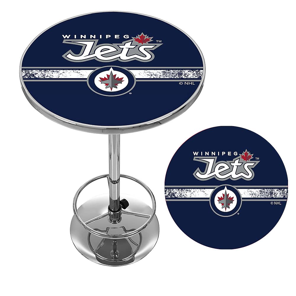 Best Buy Winnipeg Jets NHL Chrome Pub Table Polar Night Blue, Silver