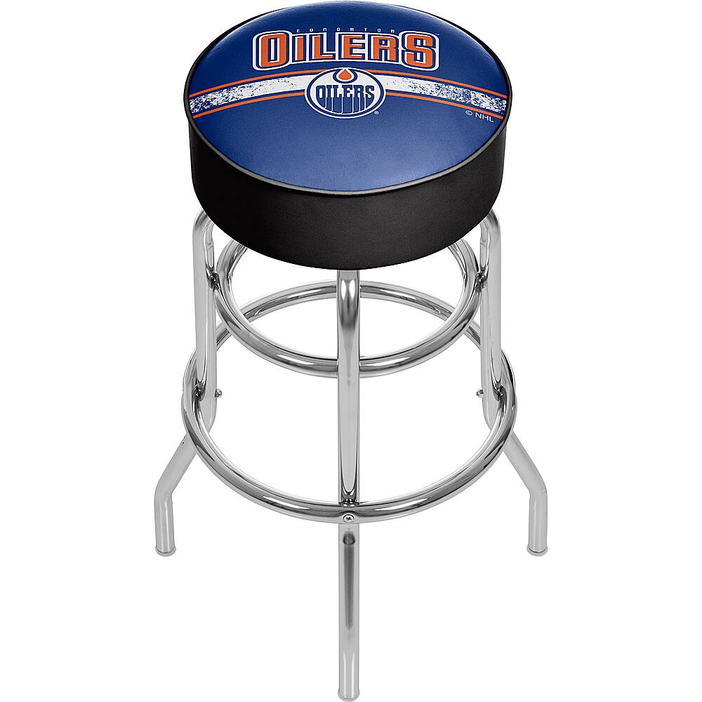 Edmonton Oilers NHL Padded Swivel Bar Stool - Royal Blue, Orange, White