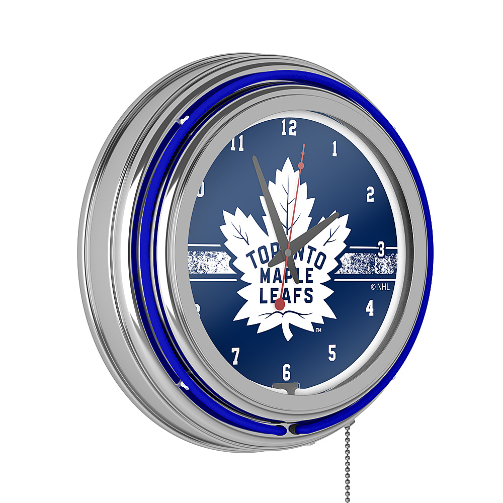 Toronto Maple Leafs NHL Chrome Double Ring Neon Clock - Blue, White