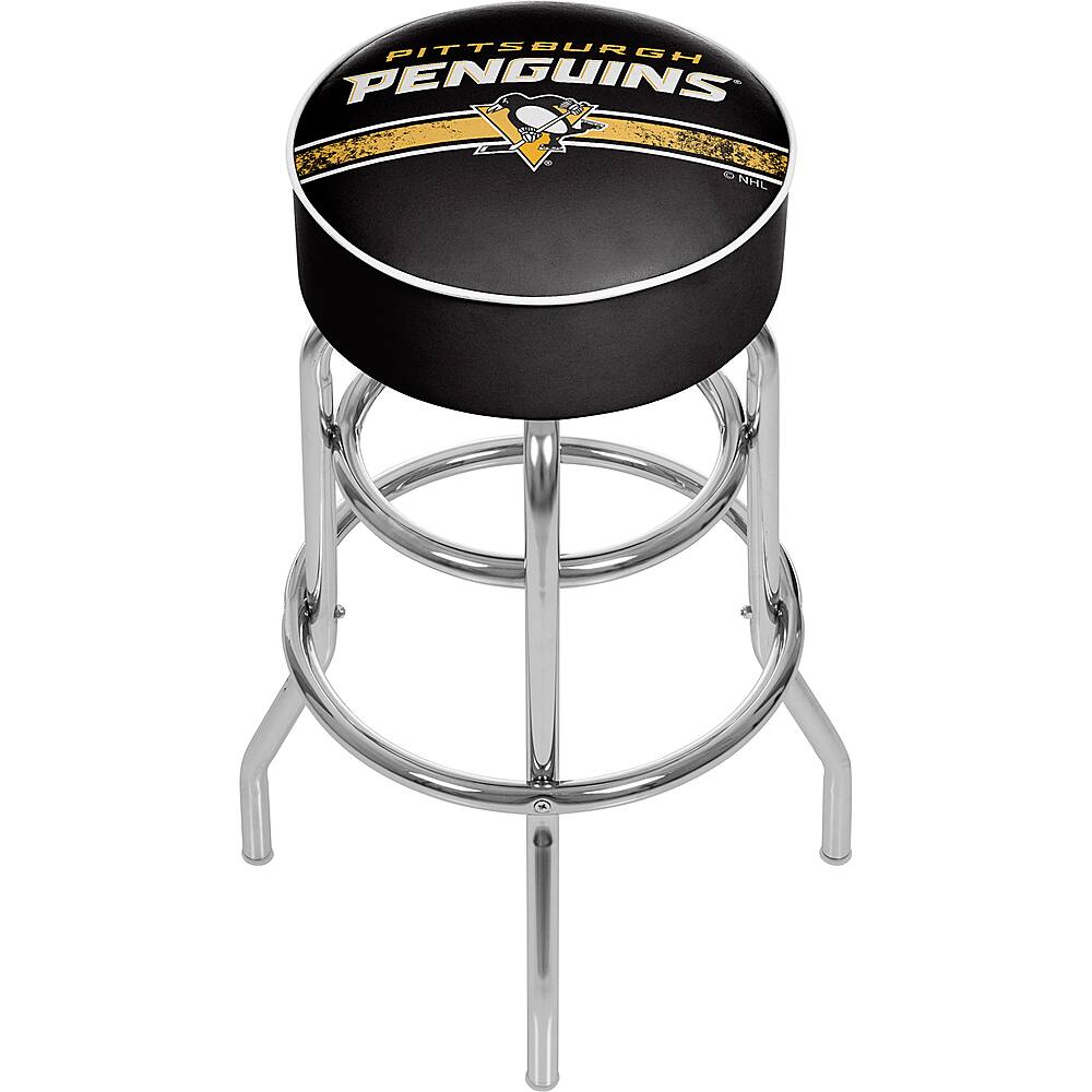 Pittsburgh Penguins NHL Padded Swivel Bar Stool - Black, Gold, White