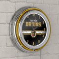 Alt View Zoom 15. Boston Bruins NHL Chrome Double Ring Neon Clock - Black, Gold, White.