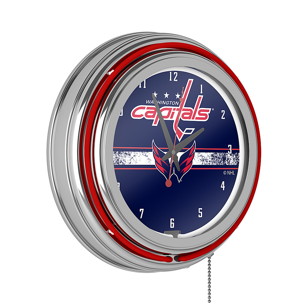 Washington Capitals NHL Chrome Double Ring Neon Clock - Red, Navy, White