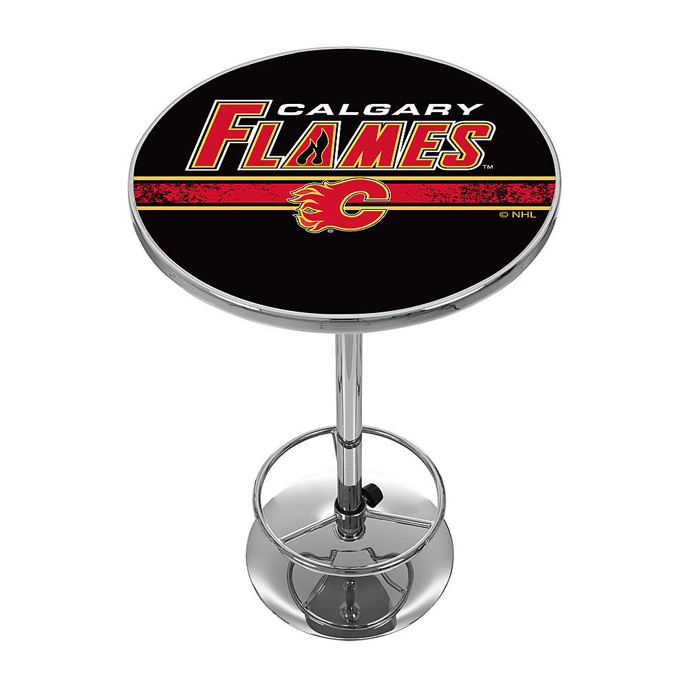 Calgary Flames NHL Chrome Pub Table - Red, Yellow, Black