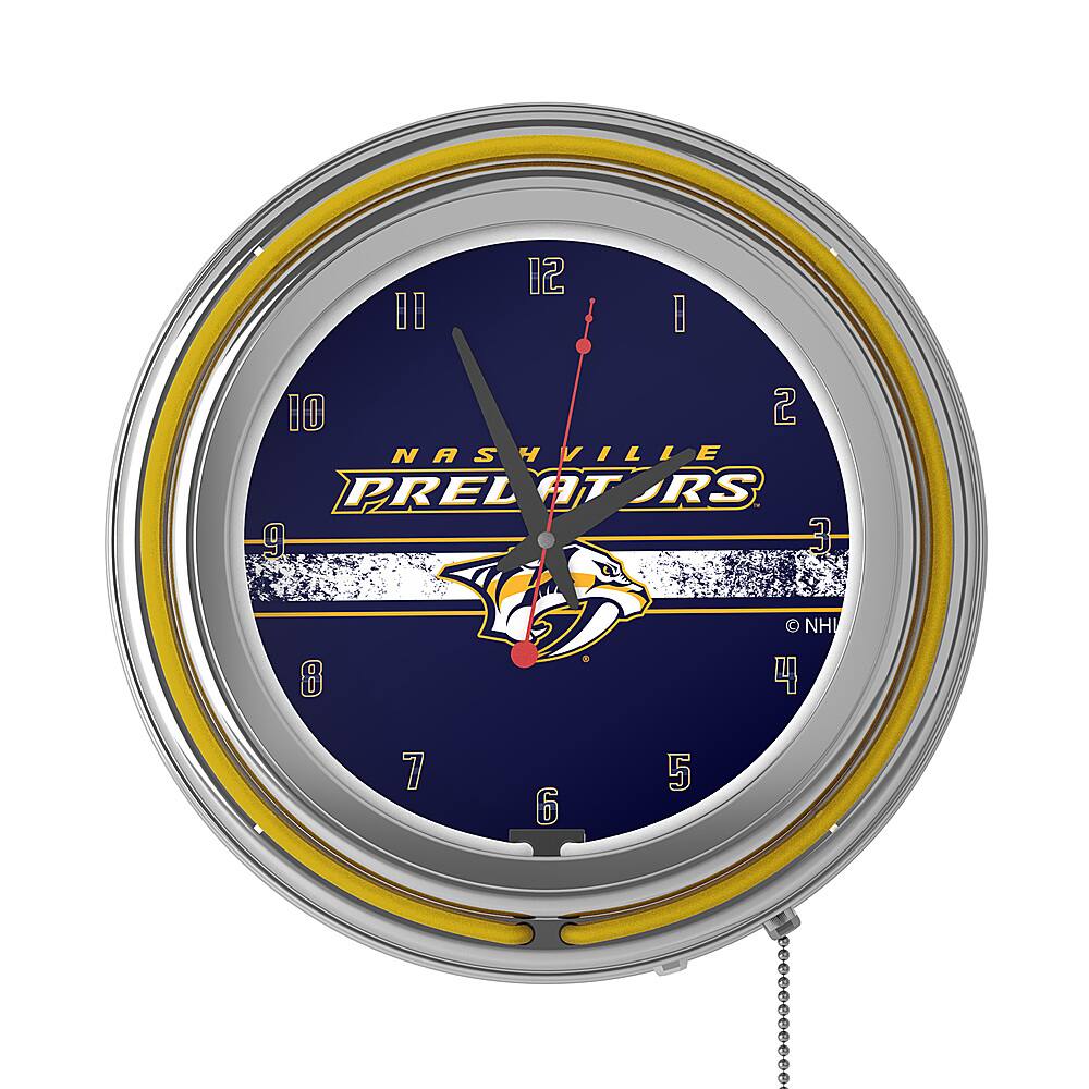 Best Buy Nashville Predators NHL Chrome Double Ring Neon Clock Blue