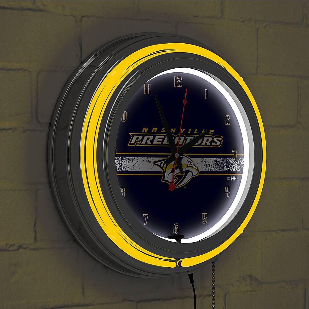 Best Buy Nashville Predators NHL Chrome Double Ring Neon Clock Blue