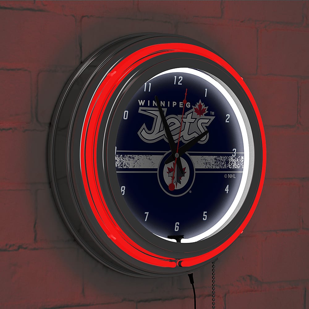 Best Buy: Winnipeg Jets NHL Chrome Double Ring Neon Clock Polar Night ...