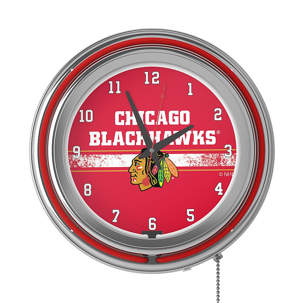 Best Buy: Chicago Blackhawks NHL 2015 Stanley Cup Champs Chrome Double Ring  Neon Clock Red, Black, White NHL1400-CBH-SC15