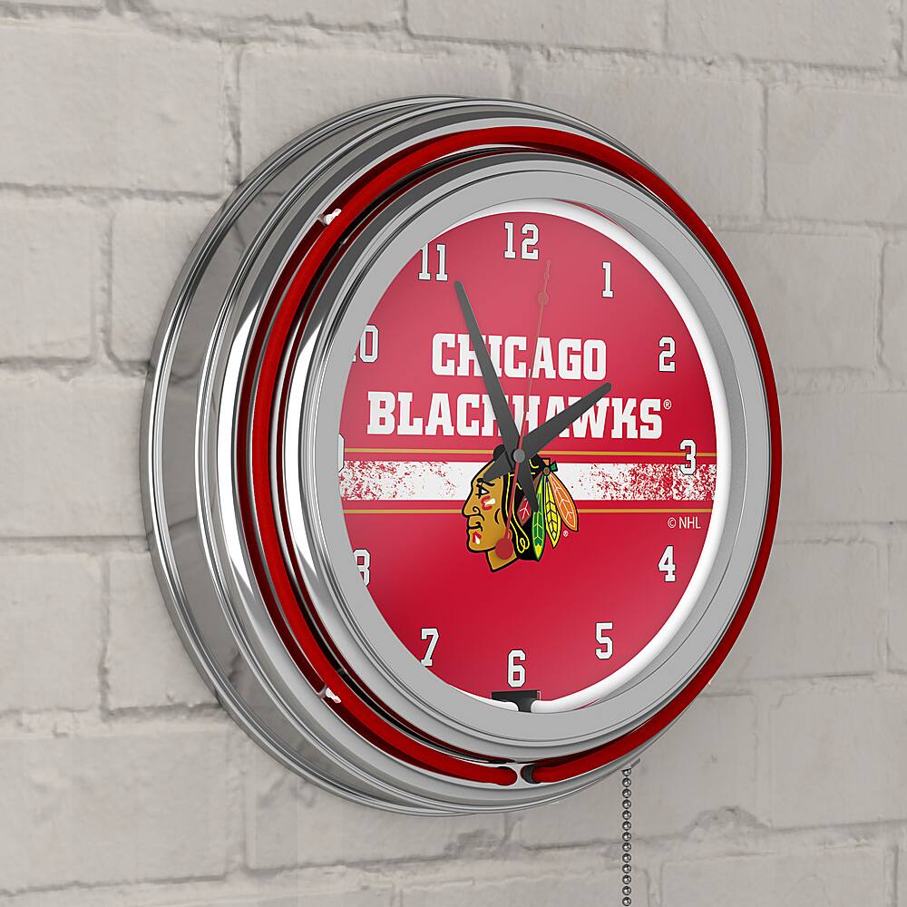 Best Buy: Chicago Blackhawks NHL 2015 Stanley Cup Champs Chrome Double Ring  Neon Clock Red, Black, White NHL1400-CBH-SC15