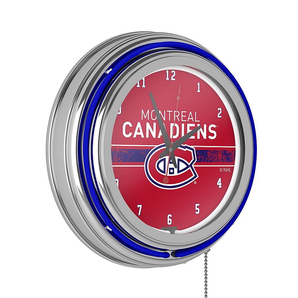 Montreal Canadiens NHL Chrome Double Ring Neon Clock - Red, Blue, White