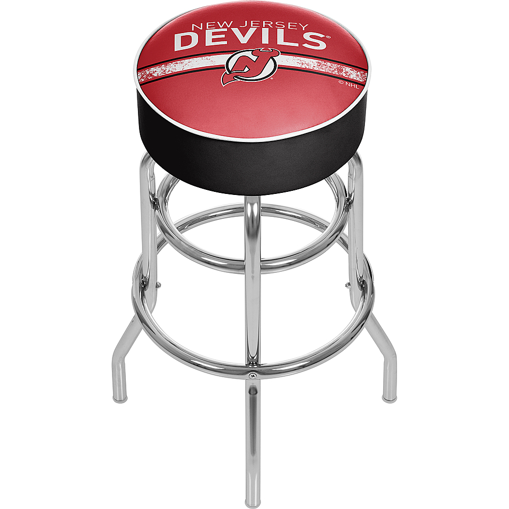 New Jersey Devils NHL Padded Swivel Bar Stool - Red, Black, White