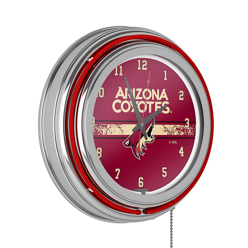 Arizona Coyotes NHL Chrome Double Ring Neon Clock - Red, Sand, Black