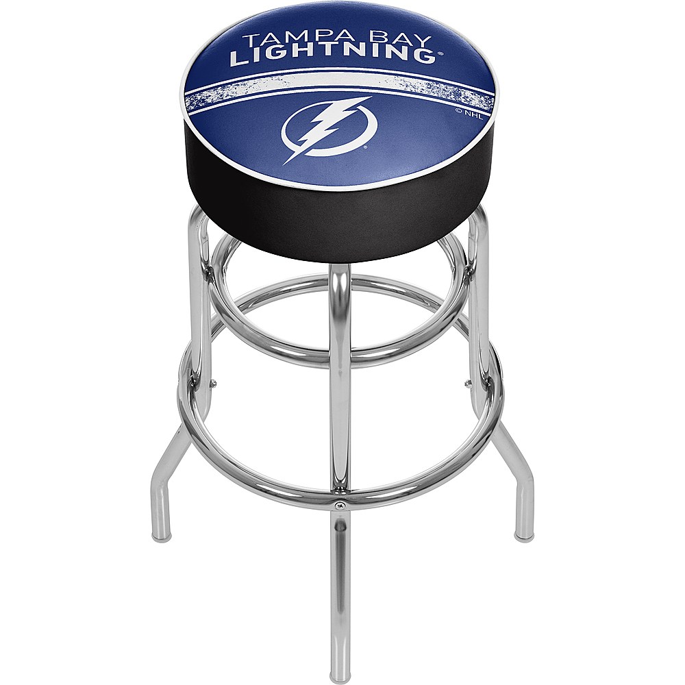 Tampa Bay Lightning NHL Padded Swivel Bar Stool - Blue, White, Silver