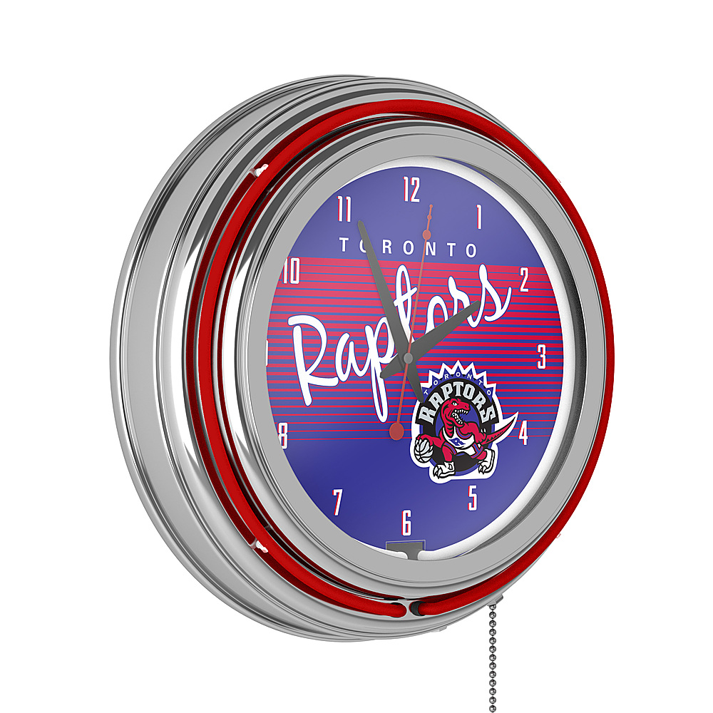 Toronto Raptors NBA Hardwood Classics Chrome Double Ring Neon Clock - Purple, Red, White