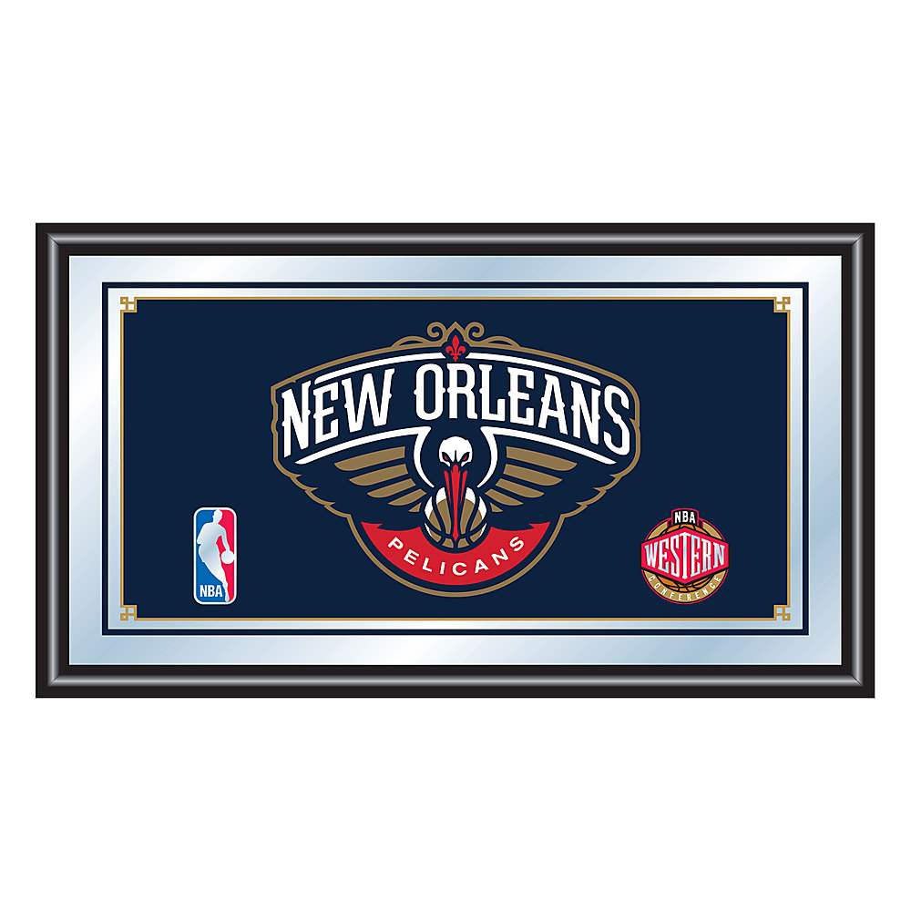 New Orleans Pelicans NBA Framed Bar Mirror - Navy, Gold, Red