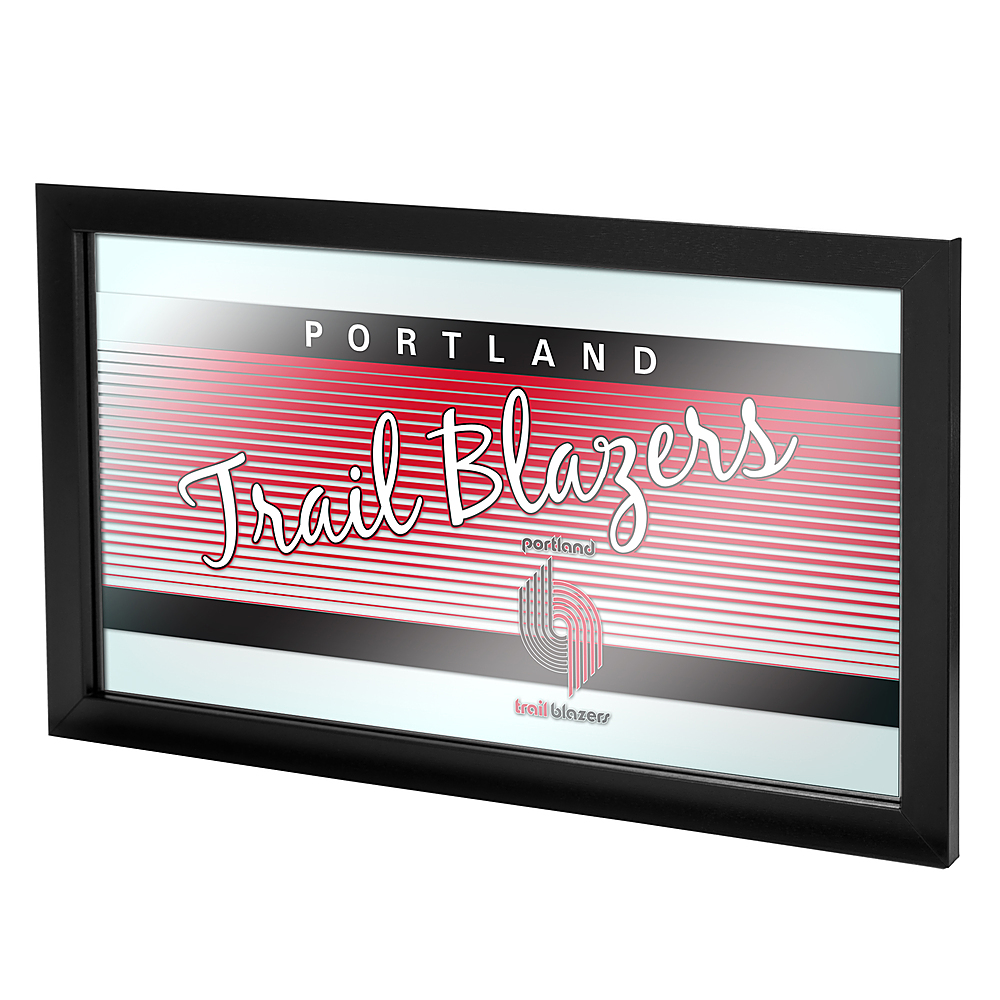 Portland Trail Blazers NBA Hardwood Classics Framed Bar Mirror - Scarlet Red, Black