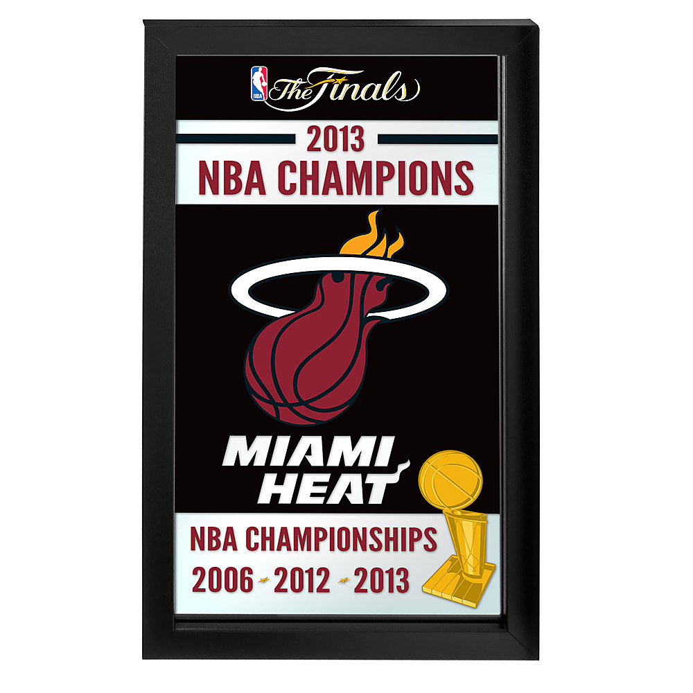 Miami Heat 2013 NBA Champions Framed Bar Mirror - Red, White, Black