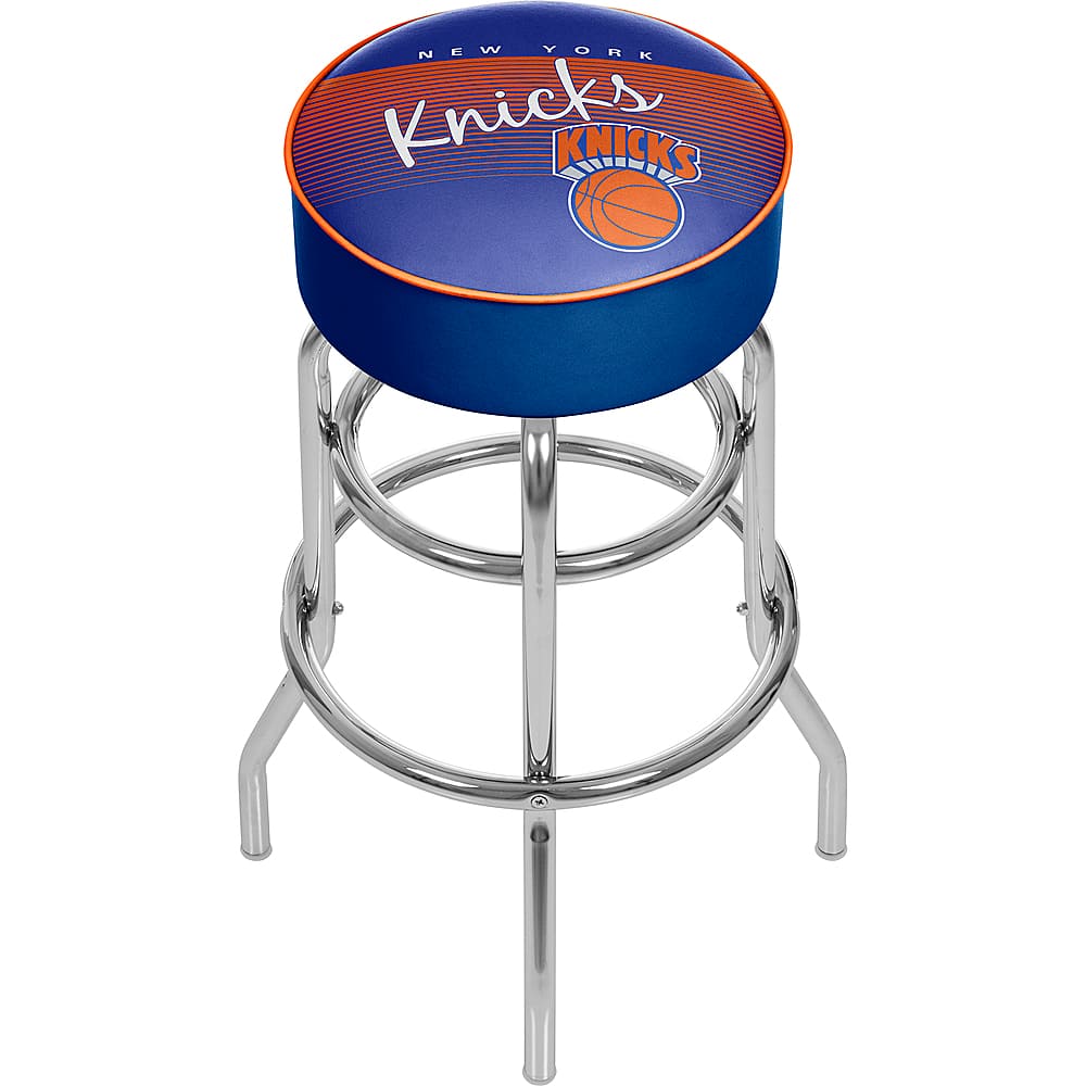 New York Knicks NBA Hardwood Classics Padded Swivel Bar Stool - Blue, Orange, Silver