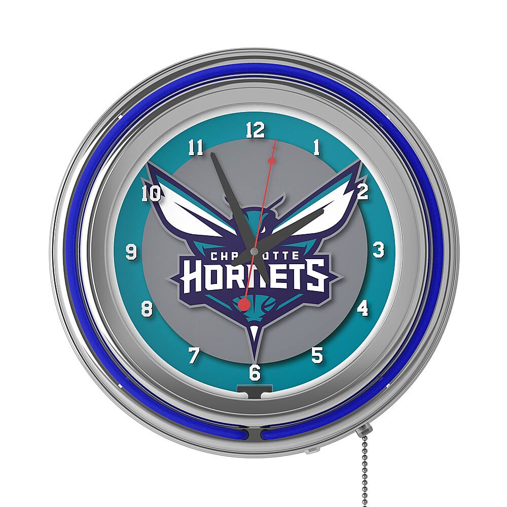 Best Buy: Charlotte Hornets NBA Chrome Double Ring Neon Clock Dark ...